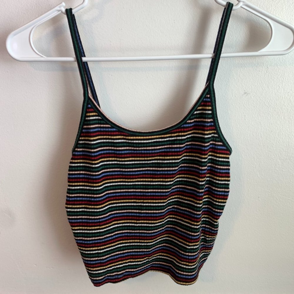 American Eagle Multicolor Striped Cropped Tank Top
